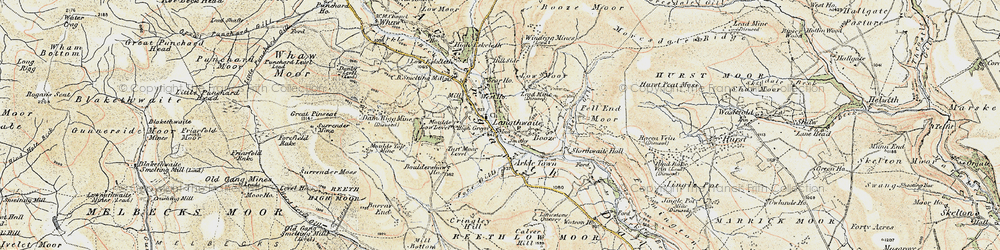 Old map of Arkengarthdale in 1903-1904