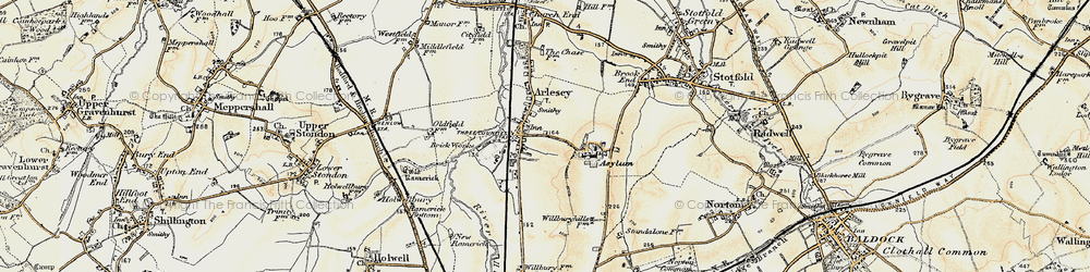 Old map of Arlesey in 1898-1901