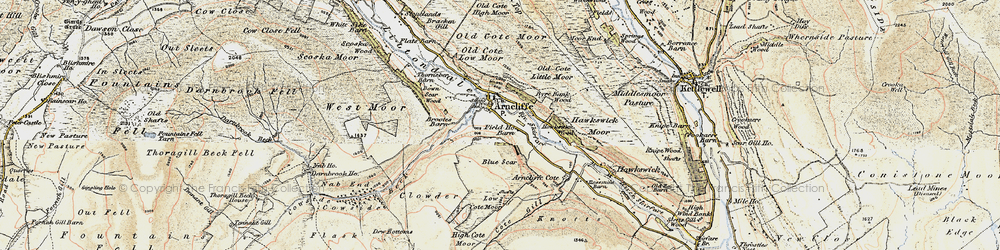 Old map of Yew Cogar Scar in 1903-1904