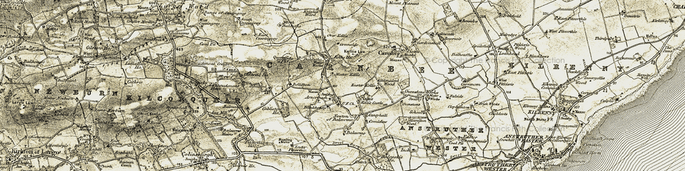 Old map of Arncroach in 1903-1908