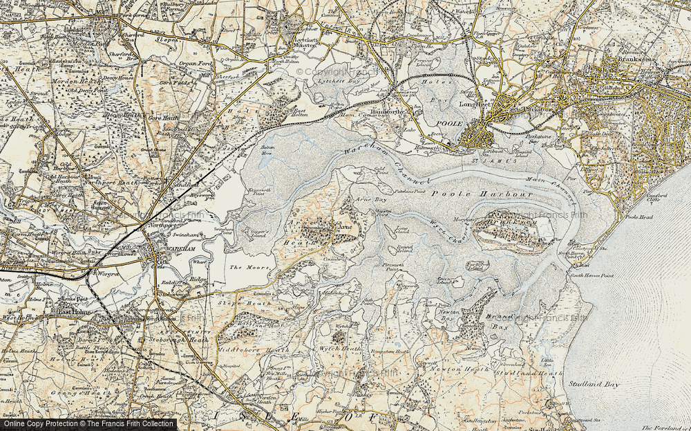 Old Map of Historic Map covering Wych Channel in 1899-1909