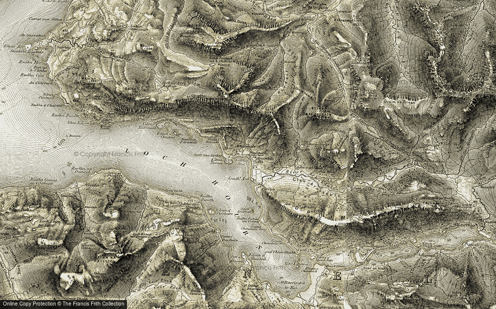 Old Map of Historic Map covering Beinn Sgritheall in 1908