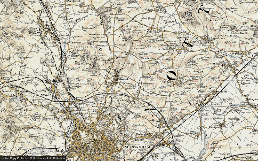 Old Map of Historic Map covering Arnold Lodge in 1902-1903