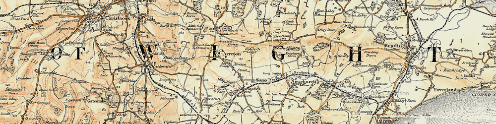 Old map of Arreton Down in 1899