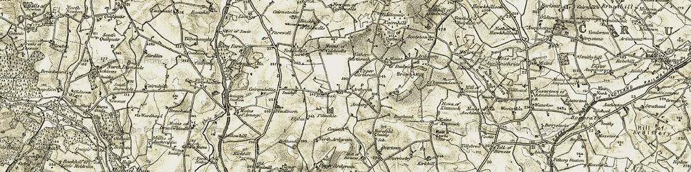 Old map of Tillydesk in 1909-1910