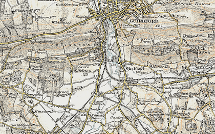 Old map of Artington in 1898-1909