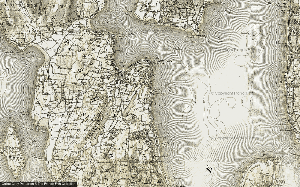 Old Map of Historic Map covering Ascog Bay in 1906