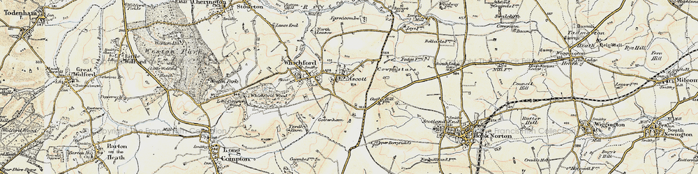 Old map of Ascott in 1898-1901