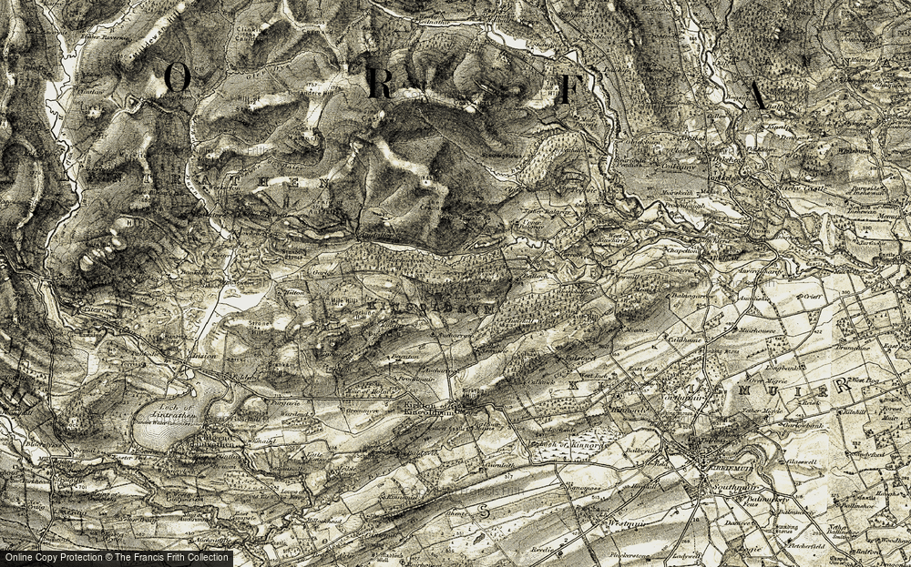 Old Map of Ascreavie, 1907-1908 in 1907-1908