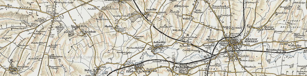 Old map of Asfordby in 1902-1903