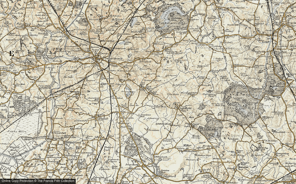 Old Map of Historic Map covering Ashfields in 1902