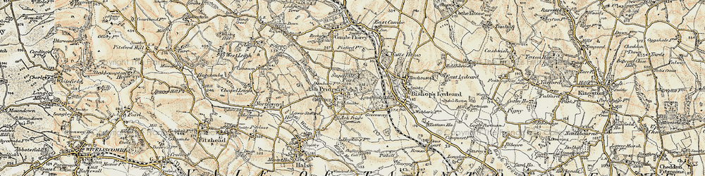 Old map of Ash Priors in 1898-1900