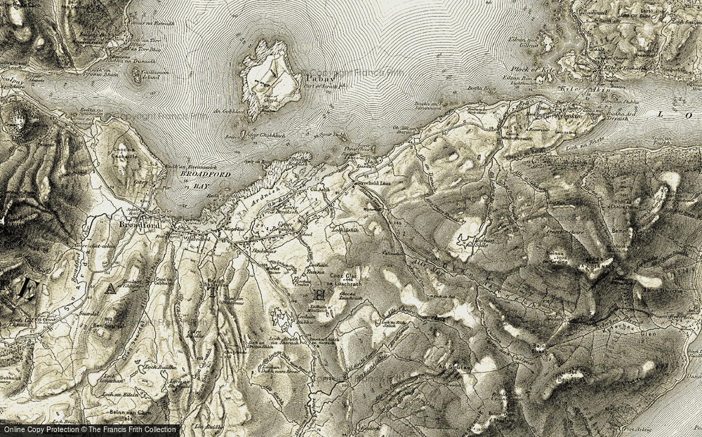 Old Map of Historic Map covering Abhainn Lusa in 1908-1909