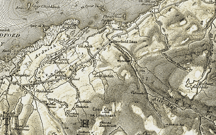 Old map of Abhainn Lusa in 1908-1909