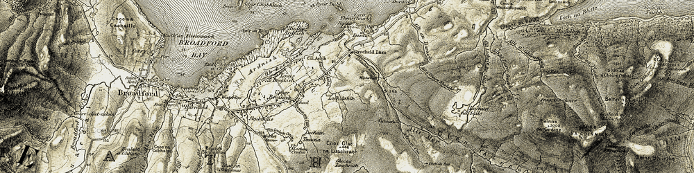 Old map of Allt an Sgùlan in 1908-1909