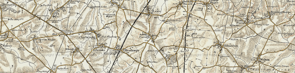 Old map of Ashby Parva in 1901-1902