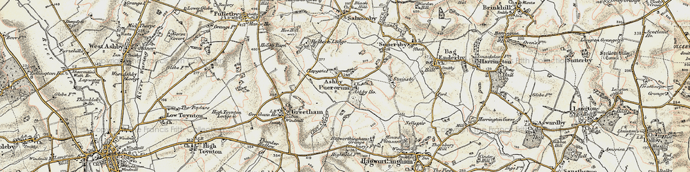 Old map of Ashby Puerorum in 1902-1903