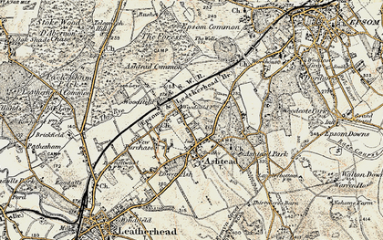 Old map of Ashtead in 1897-1909