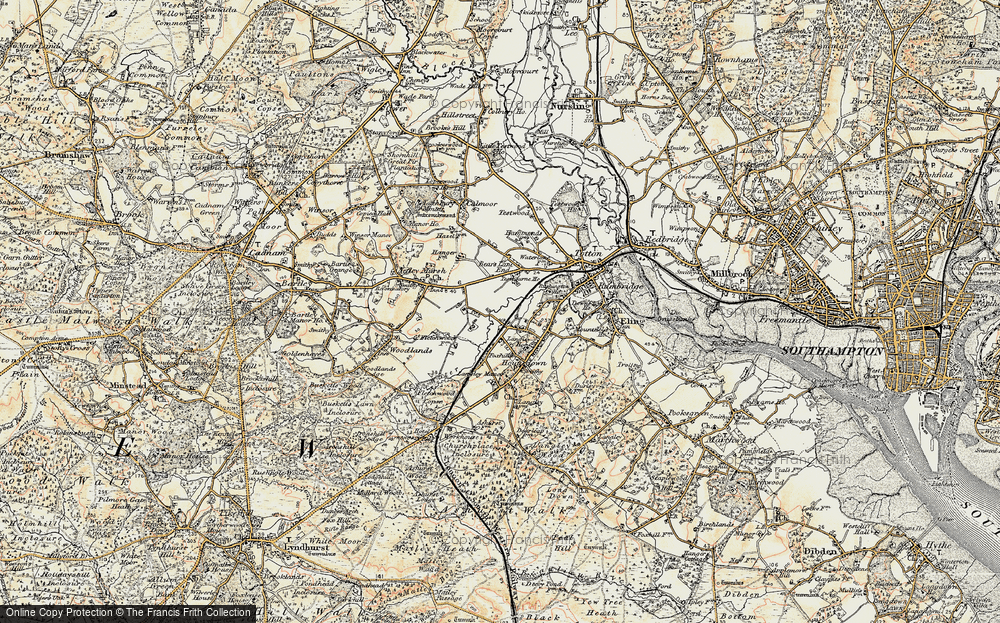 Old Map of Historic Map covering Bartley Water in 1897-1909