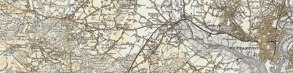 Old map of Ashurst Bridge in 1897-1909