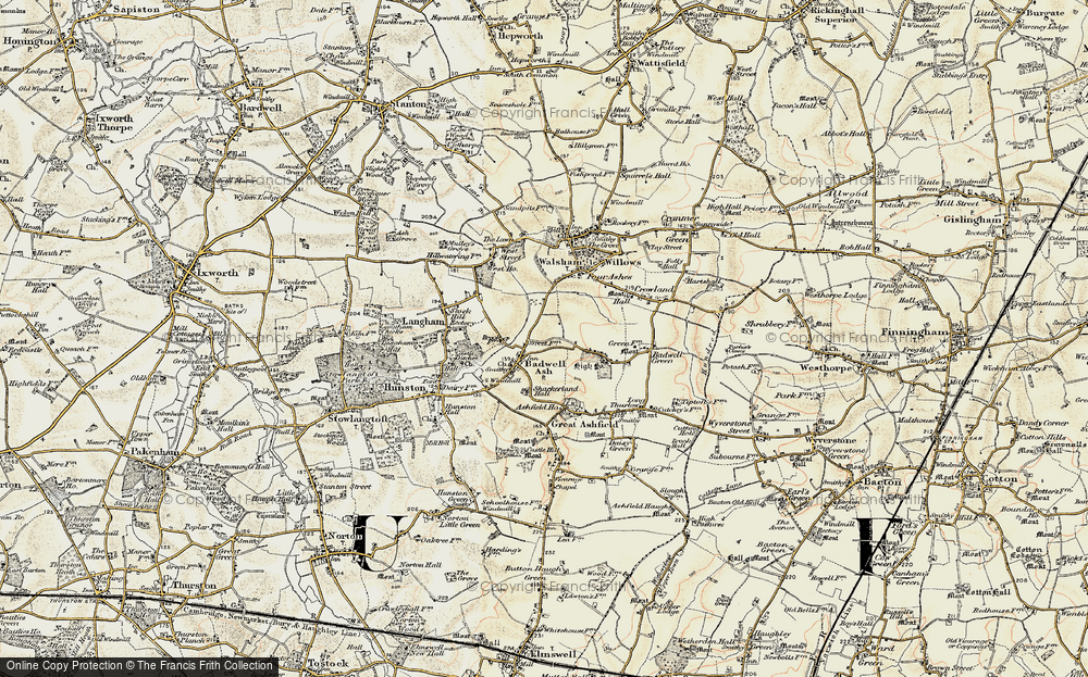 Old Map of Badwell Ash, 1901 in 1901