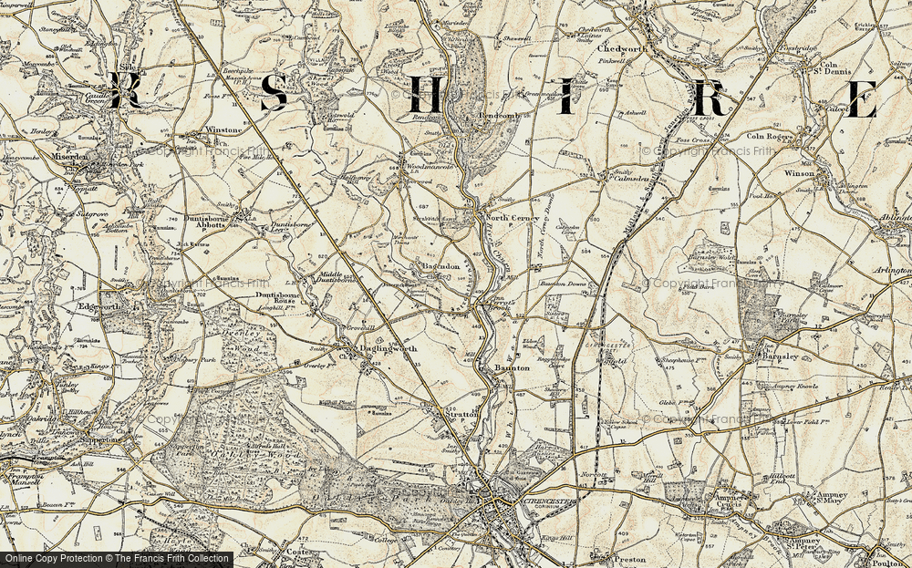 Old Map of Bagendon, 1898-1899 in 1898-1899
