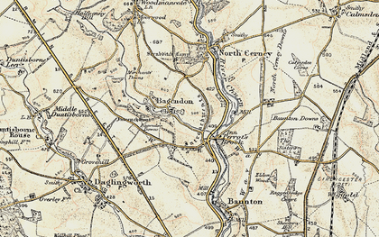 Old map of Bagendon in 1898-1899