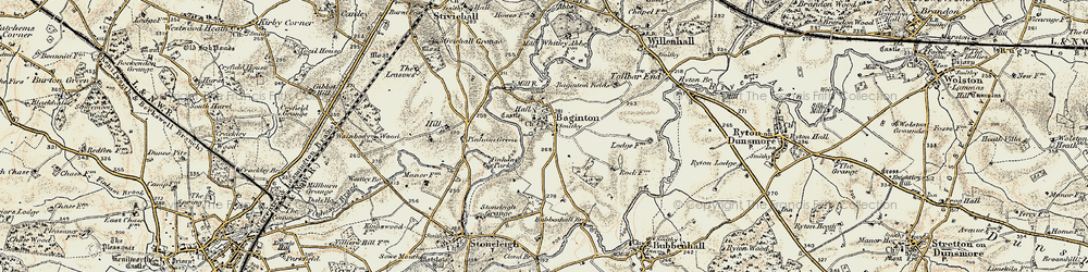 Old map of Baginton in 1901-1902