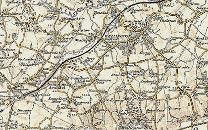 Old map of Bagley Green in 1898-1900