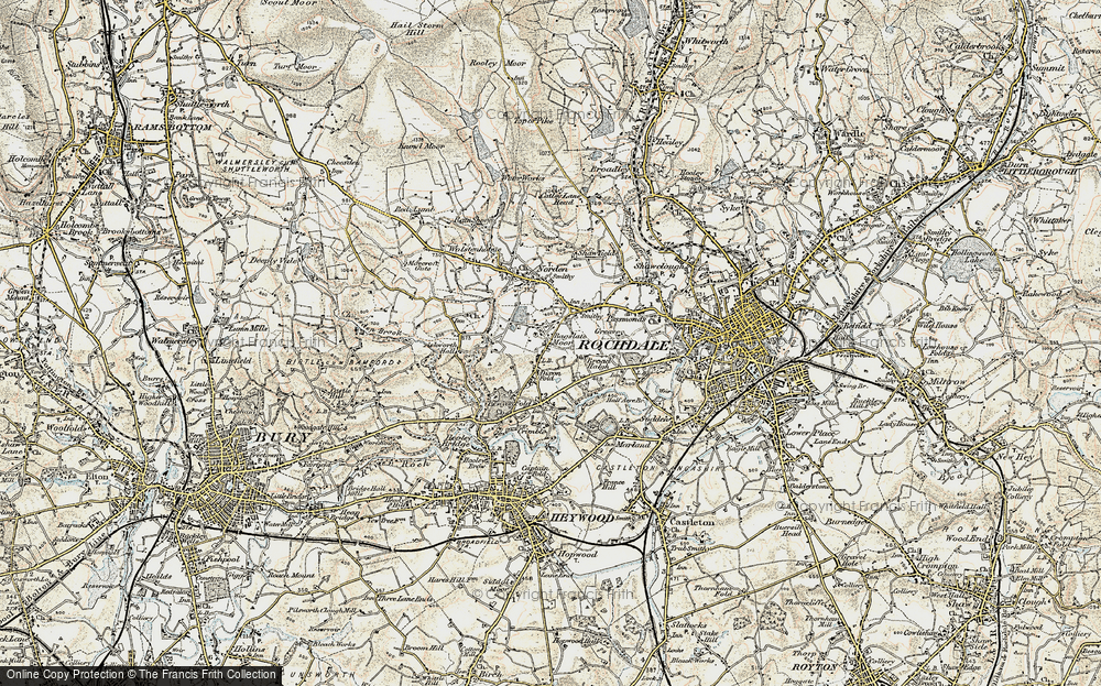 Old Map of Bagslate Moor, 1903 in 1903