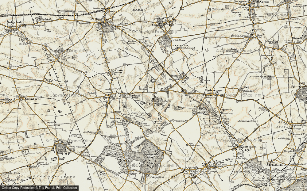 Old Map of Historic Map covering Bircham Newton Training Centre in 1901-1902