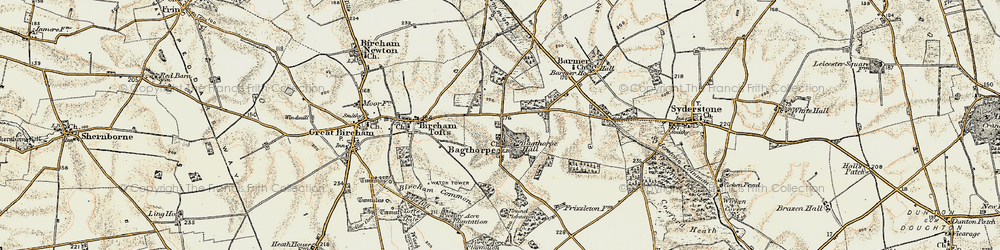 Old map of Bircham Newton Training Centre in 1901-1902