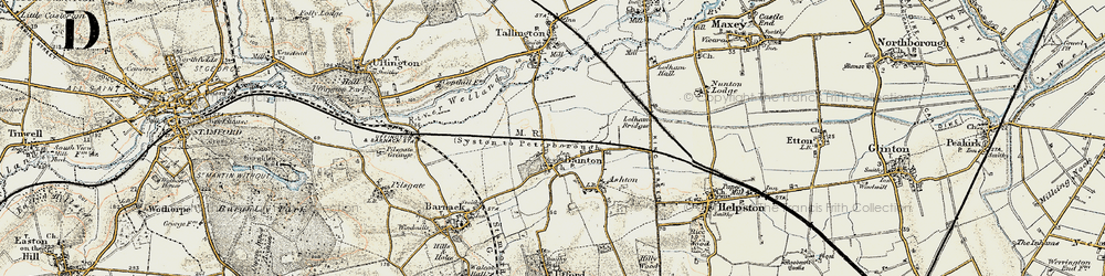 Old map of Bainton in 1901-1902