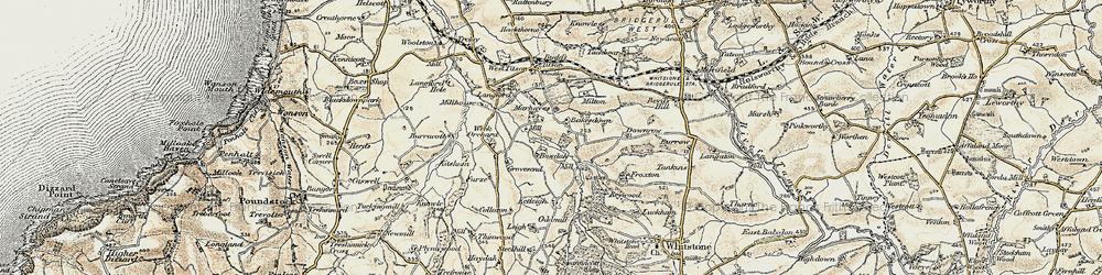 Old map of Bowdah in 1900