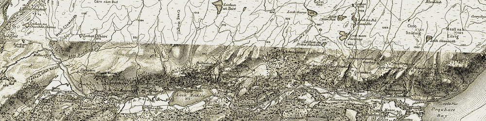 Old map of Balnaglaic in 1908-1912