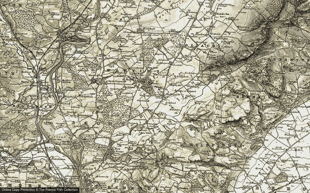 Old Map of Historic Map covering Bauchland in 1907-1908
