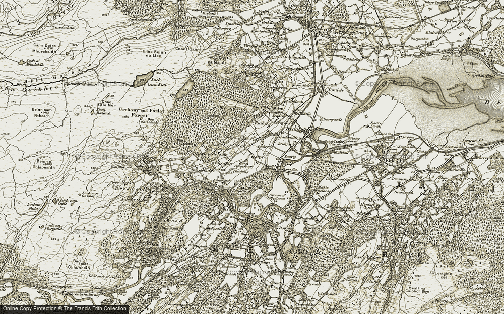 Old Map of Historic Map covering Balblair Wood in 1908-1912