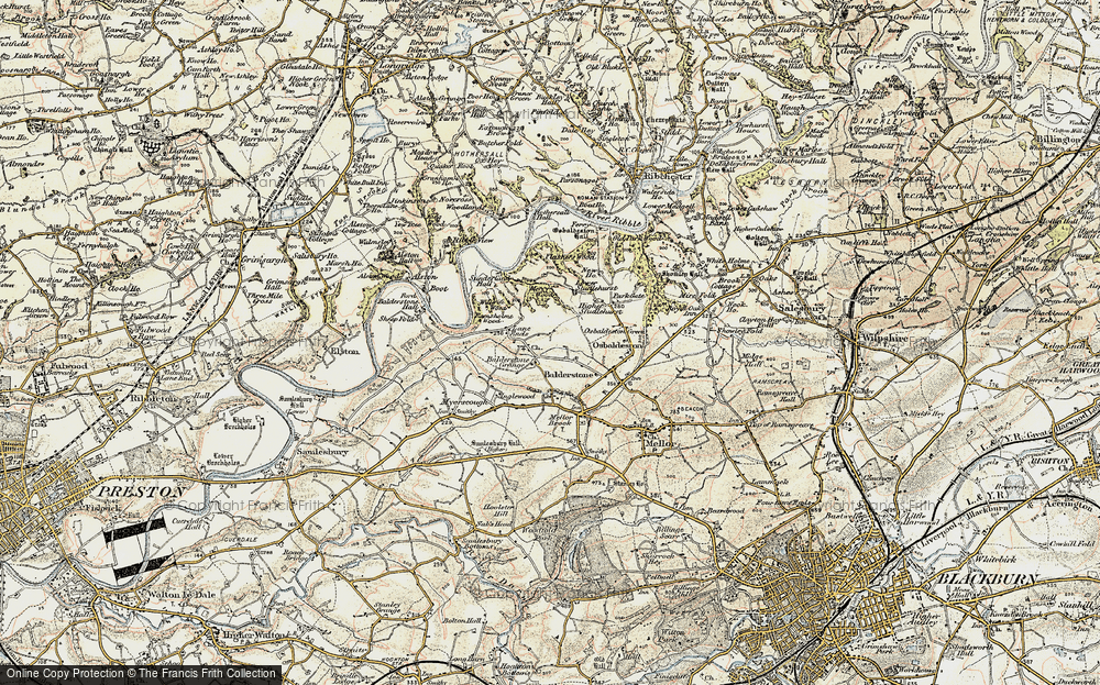 Old Map of Historic Map covering Lane Ends in 1903