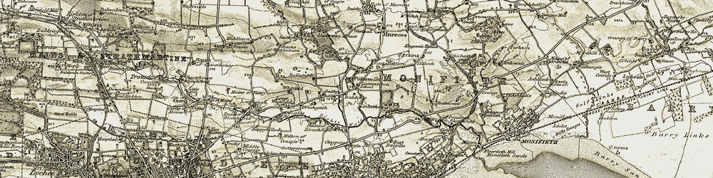 Old map of Linlathen in 1907-1908