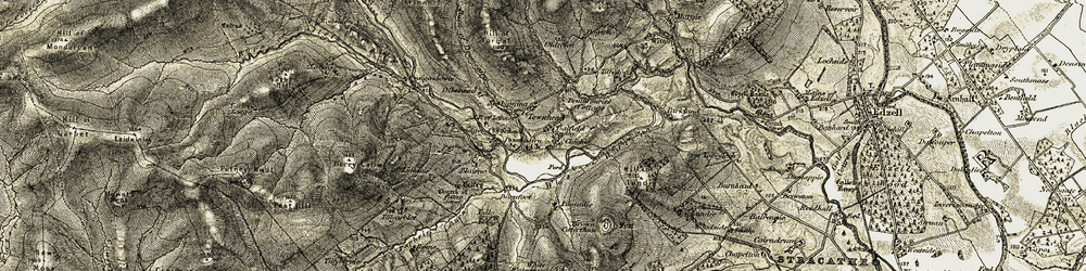 Old map of White Caterthun in 1908