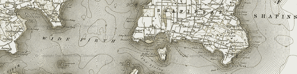 Old map of Bay of Furrowend in 1911-1912