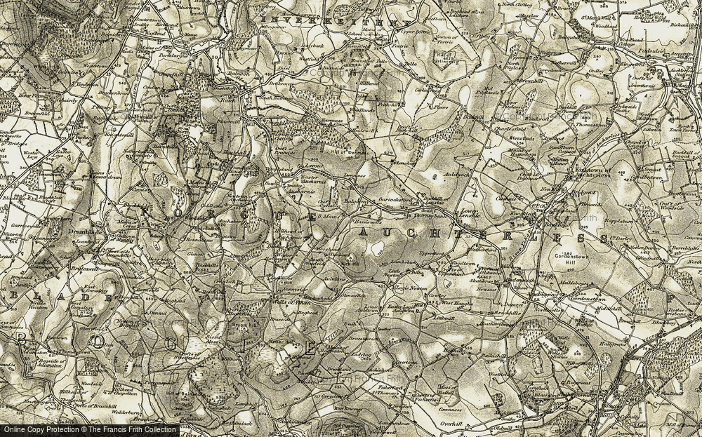 Old Map of Balgaveny, 1908-1910 in 1908-1910