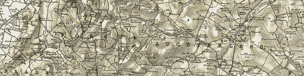 Old map of Balgaveny in 1908-1910