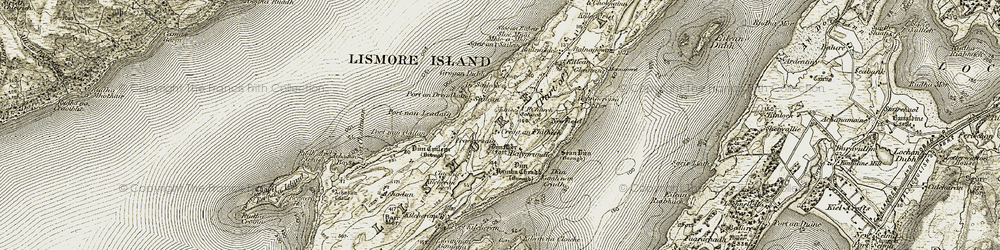 Old map of Achadun Bay in 1906-1908