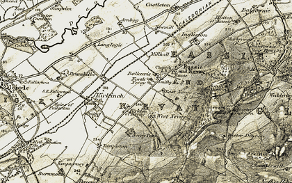 Old map of West Nevay in 1907-1908