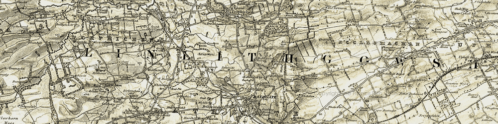 Old map of Ballencrieff Toll in 1904