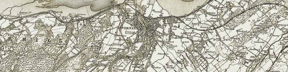 Old map of Ballifeary in 1908-1912