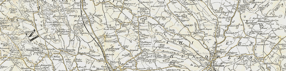 Old map of Ballinger Common in 1897-1898