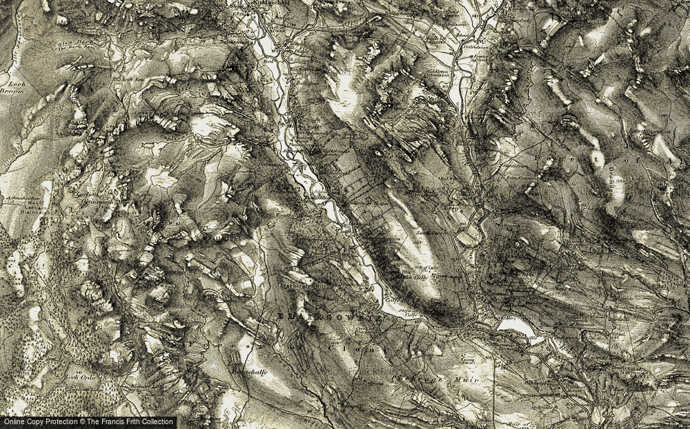 Old Map of Historic Map covering Bal-na-biggan in 1907-1908