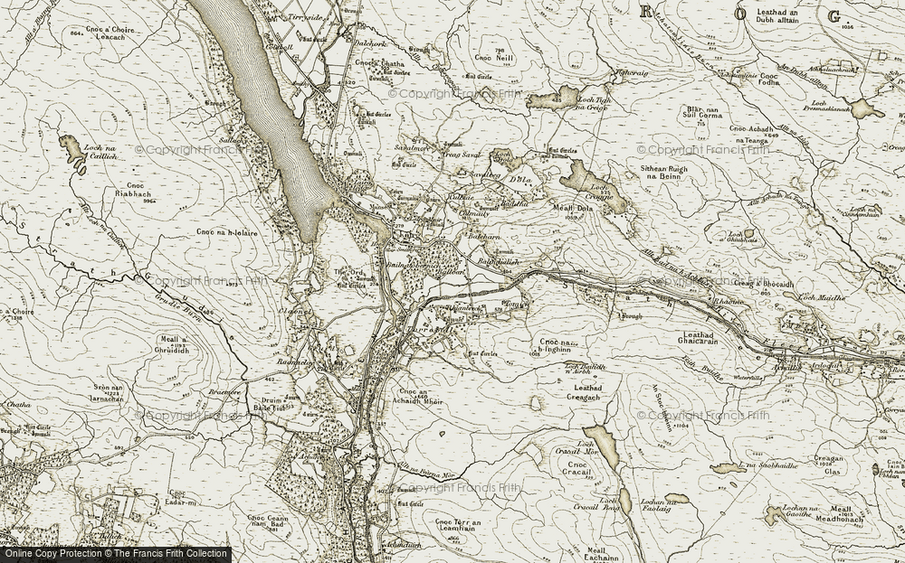 Old Map of Historic Map covering Leathad Creagach in 1910-1912